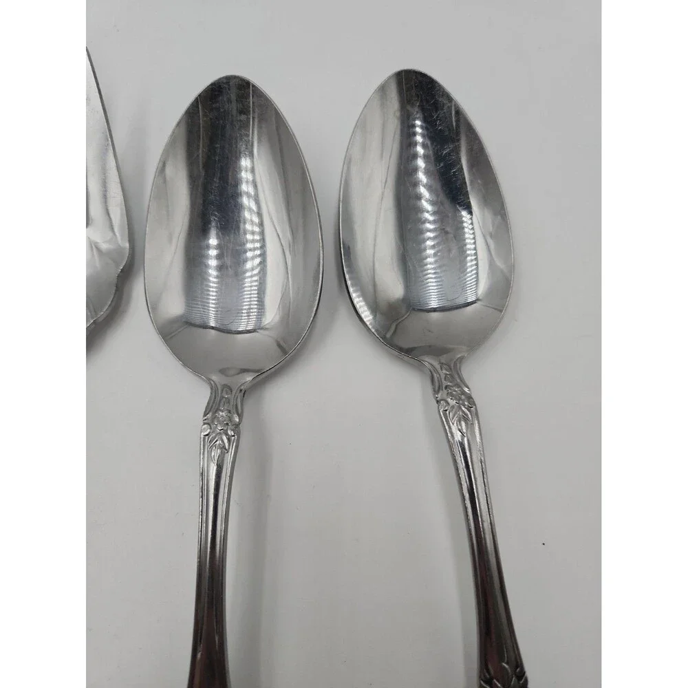 Lot of 4 SPRINGTIME Japan Stainless Silverware Flatware Serving Pieces Set Spoon